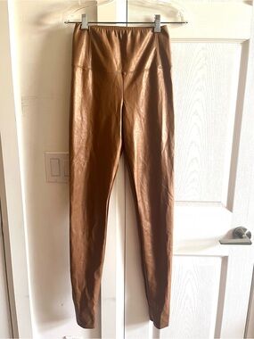 Wilfred Free Faux Leather High-Rise Leggings in Rich Copper Brown Size M